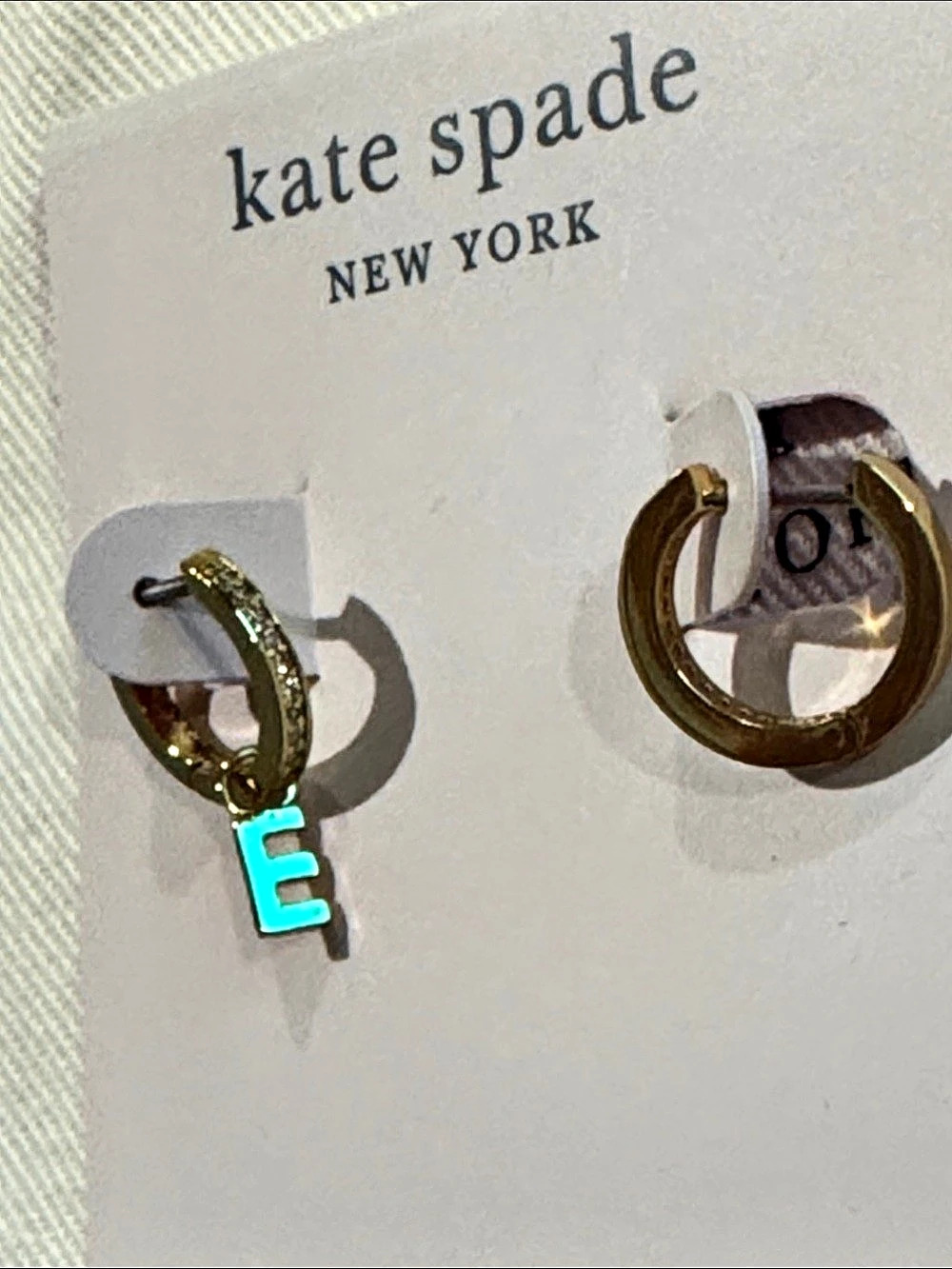 Kate Spade New York Tiny Twinkles E Huggies Earrings Gold NWT